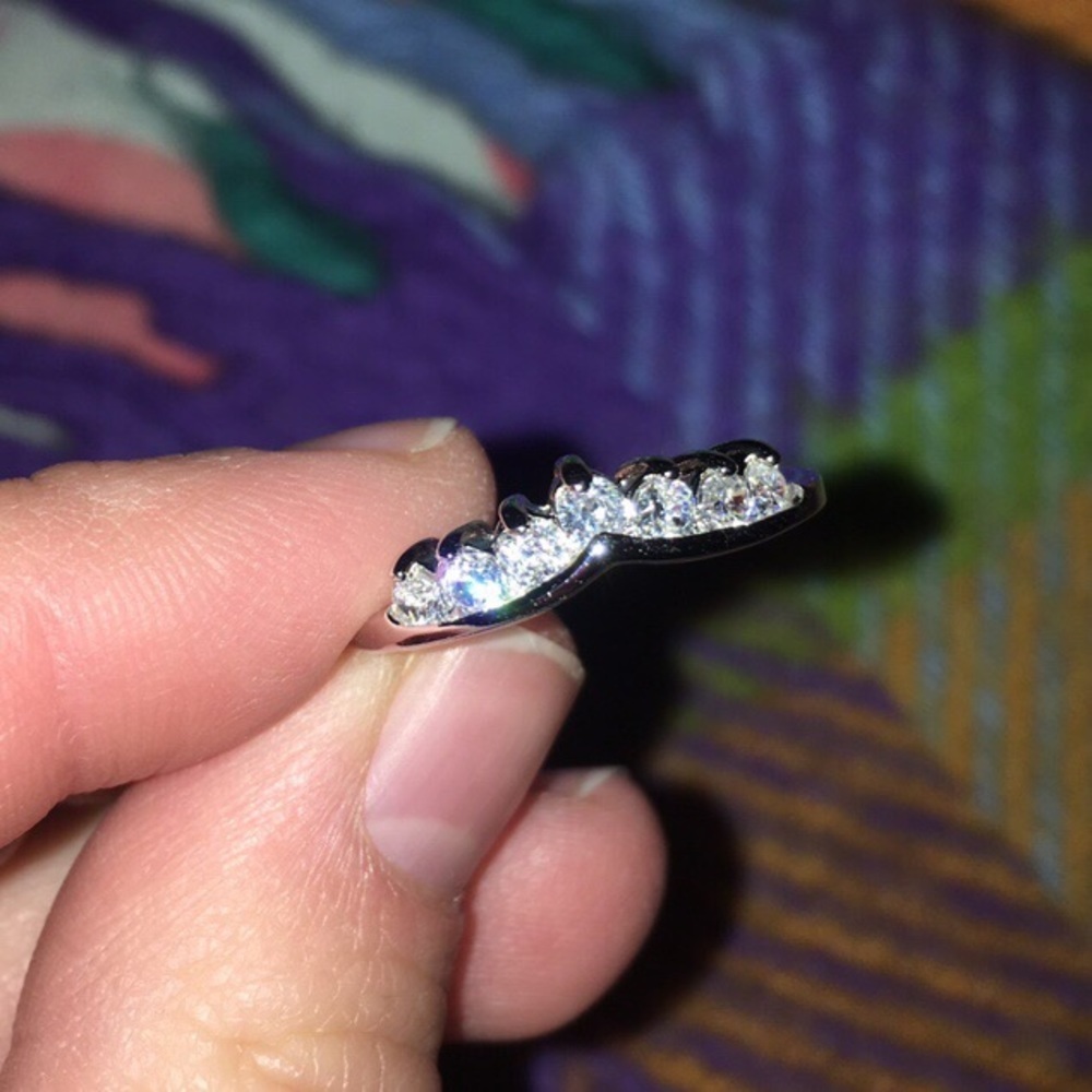 ZIRCONIA CRYSTAL SILVER TIARA RING